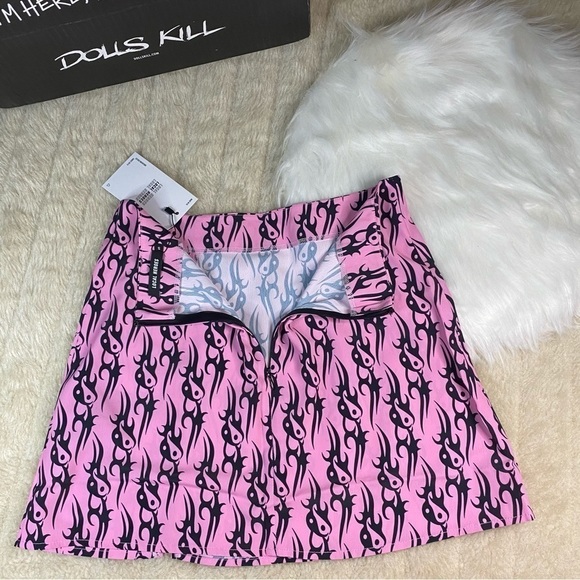 𝅺DOLLS Kill x Local Hero Tribal Love Pink Mini Skirt - Picture 5 of 8